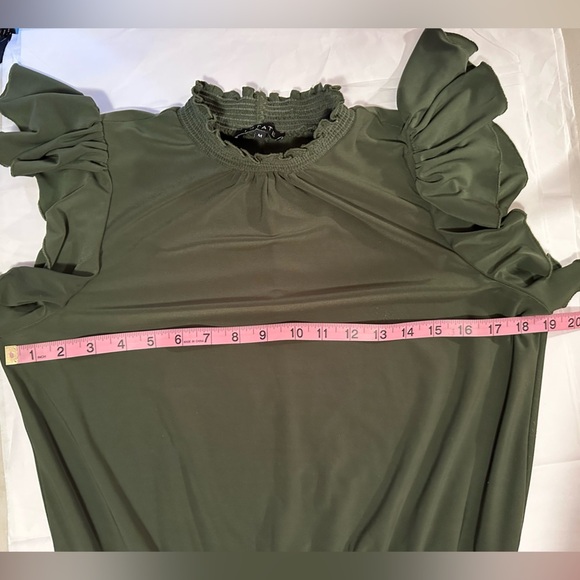 1. State olive green flutter sleeve dress size medium - Picture 8 of 11